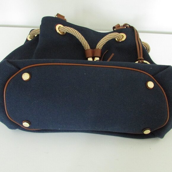 Michael Kors Canvas Shoulder Bag Purse, Navy marina gathered tote - Picture 7 of 9